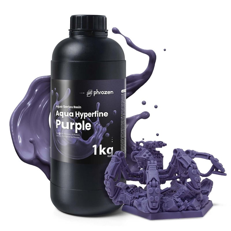 Phrozen Aqua Hyperfine Photopolymer Resin for 9K, 12K or Higher Resolution 3D Printers, 405nm LCD UV-Curing 3D Printing with Low Shrinkage & Superior Precision, Smooth Surface Finish (Purple, 1KG) - Image 1